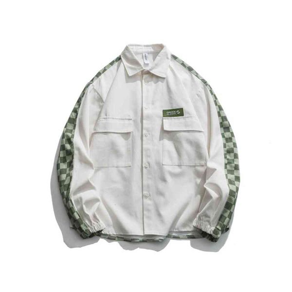 

beijie men's clothing american fashion brand 2022 spring new color blocking checkerboard splicing large pocket jacket coat, Black;brown