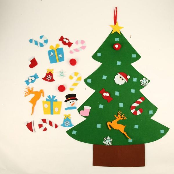 

christmas decorations kids diy felt tree with ornaments children gifts for year door wall hanging xmas decoration