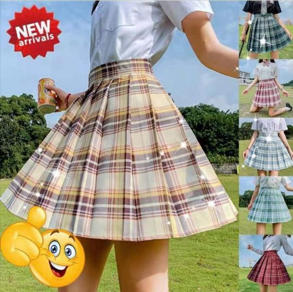 

skirts xs-3xl plaid summer women skirt 2021 high waist stitching student pleated cute sweet girls dance mini, Black