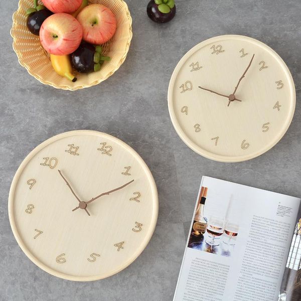 

wall clocks unique wooden clock modern round quartz vogue rustic silent minimalist orologio da parete home decor ei50wc