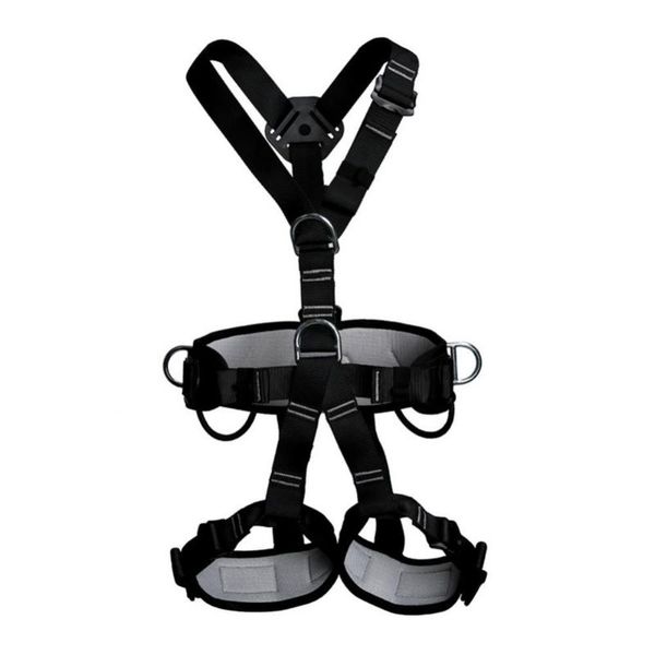

cords, slings and webbing black 160-190cm adjustable safety rope full body outdoor rock climbing harness easy to use belt mountaineering equ