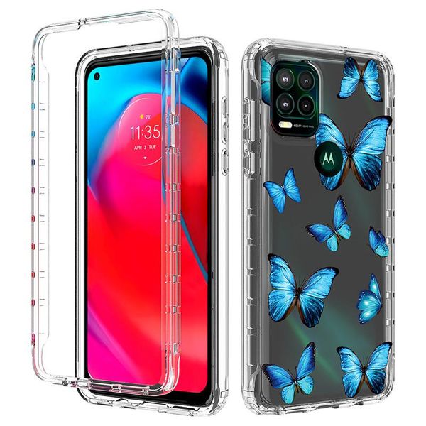 

cell phone pouches crystal transparent silicon protection case moto e g play power stylus colorful tpu+pc bumper hybrid anti armor