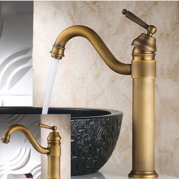 

bathroom sink faucets vintage style antique basin faucet brass mixer wash taps singlehandle 360 degree swivel spout deck mounted