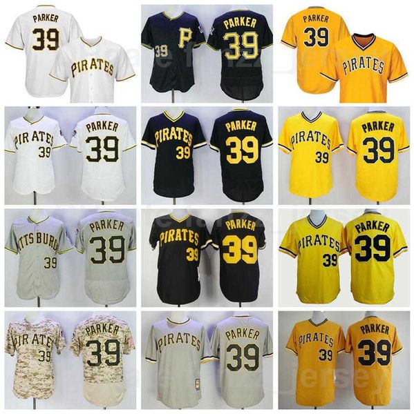 

men vintage baseball 39 dave parker jersey black white grey yellow camo team color all stitched pullover retire flexbase cool base retro coo, Blue;black