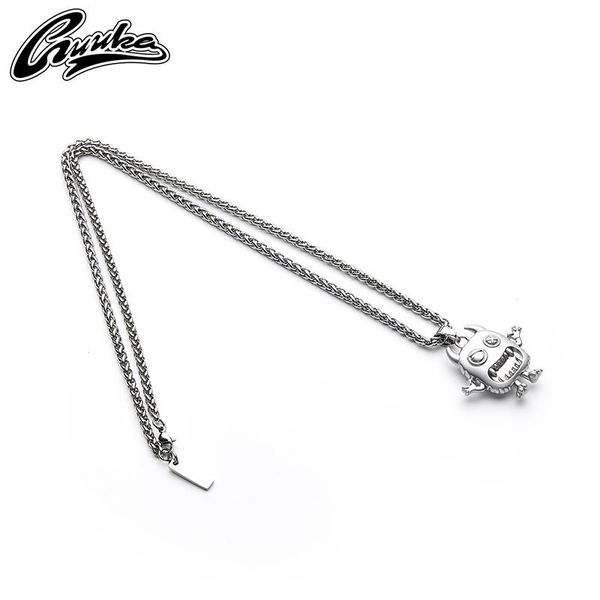

pendant necklaces guka fashion brand 3d cartoon monster necklace men's japanese hip hop and women's sweaters hanging chain accesso, Silver