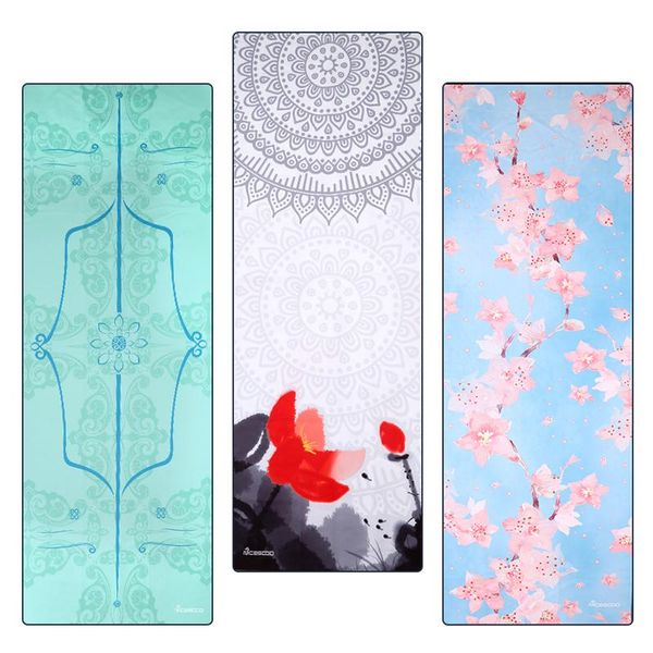 

yoga mat towel 185*68 cm printed non slip fitness workout cover for pilates gym blankets with bag mats