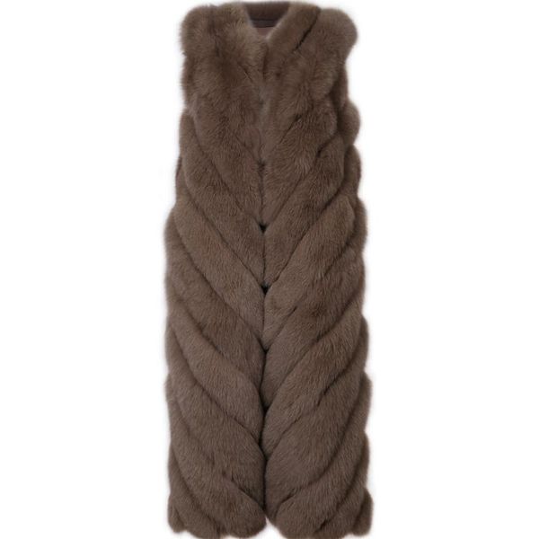 

women's fur & faux gilet women natural real long ladies vest, Black