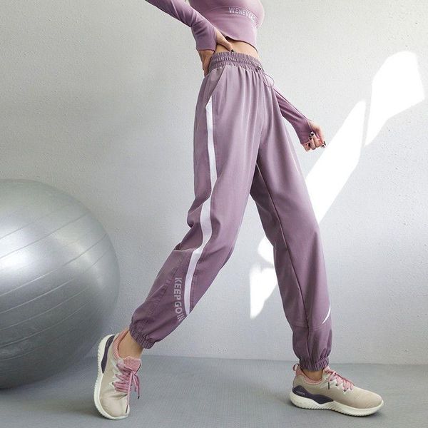 

running pants women's summer plus size fitness loose-fitting high waist yoga quick-drying breathable sports casual sportswear, Black;blue