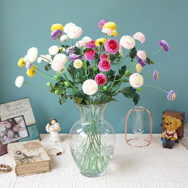 

decorative flowers & wreaths 4pc single branch 5heads small daisy artificial home decoration ornaments fake wedding bouquet pography props