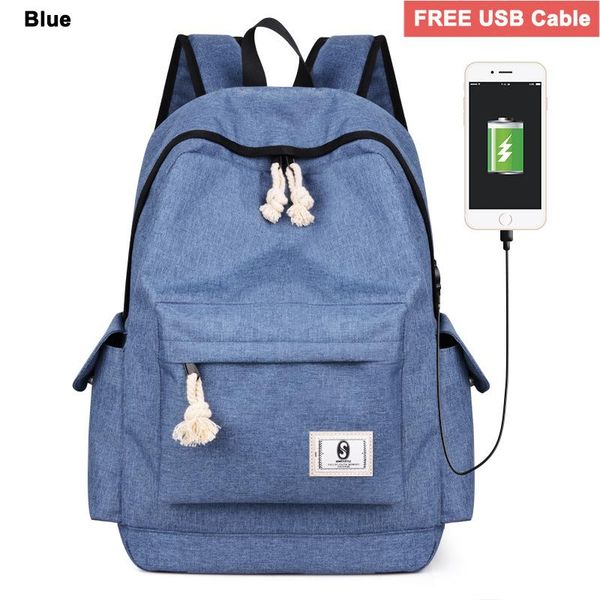 

backpack {do drop } fashion macaron colours cute girls bags oxford women backpacks teenager men with usb cable