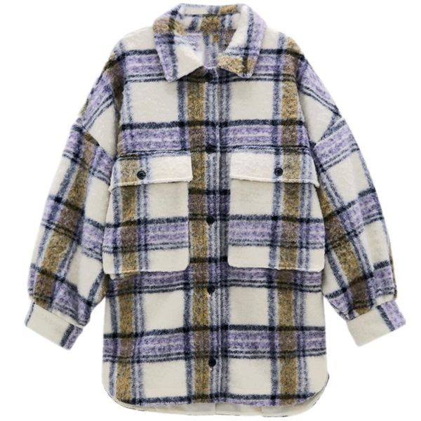 

women's blouses & shirts vintage women soft tweed 2021 spring-autumn fashion ladies elegant loose streetwear girls oversize outwear t16, White