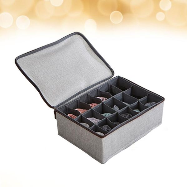 

multi-grid socks underwear organizer storage case closet drawer box (18 compartments, grey) drawers