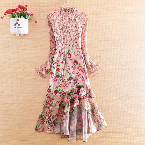 

chinese style women dress autumn royal print floral vingtage elegant lady luxurious s-xl casual dresses, Black;gray