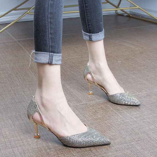 

fashion shiny stiletto women 6cm pointed peep-toe pumps ladies outdoor party elegant all-match high heels dress shoes, Black