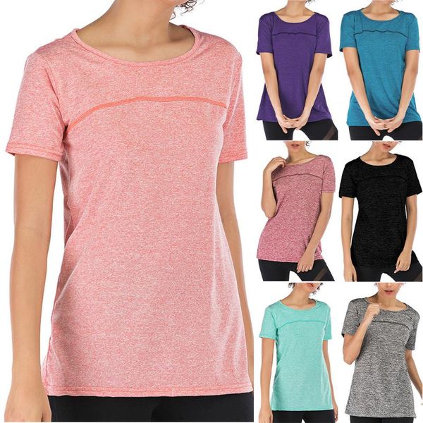 

running jerseys women short sleeve yoga sports gym t-shirt blouse ladies summer training jogging casual sweatshirt activewear, Black;blue