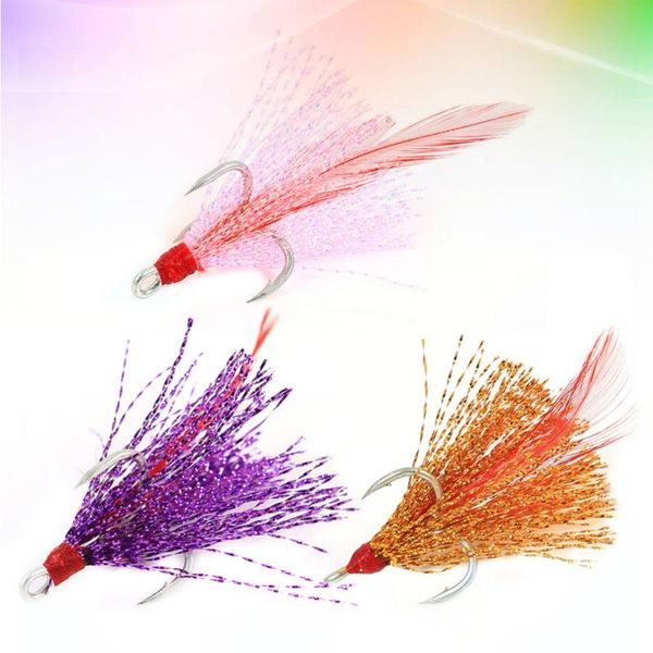 

3pcs 3-hooks feathers fishing tackle tool bait hooks for