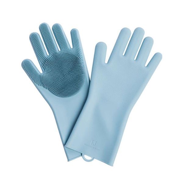 

oven mitts silicone dishwashing gloves wash cleaning with sponge scrubbers for housework kitchen clean bathroom bathing 1pair pack