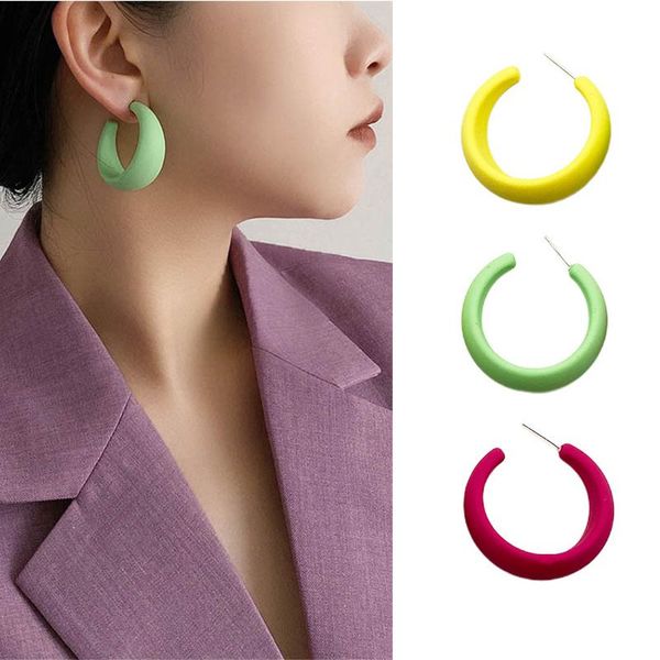 

hoop & huggie korean round circle statement earrings for women 2021 fashion jewelry geometric earring vintage girls accessories, Golden;silver