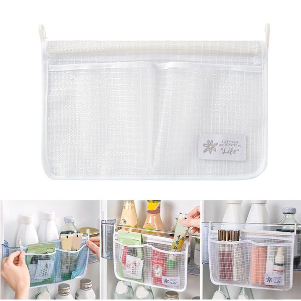 

storage bags refrigerator mesh bag double compartment hanging sorting for kitchen supplies sec88
