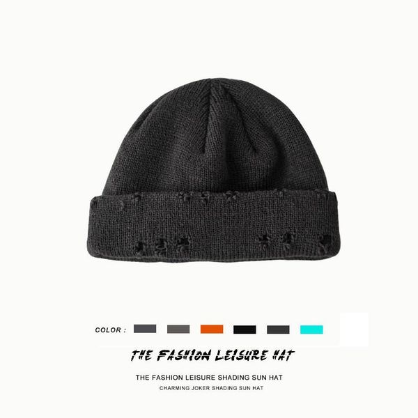 

ball caps winter harajuku beanies knitted hat women fashion warm men hip hop hole skullcap short basic cap, Blue;gray