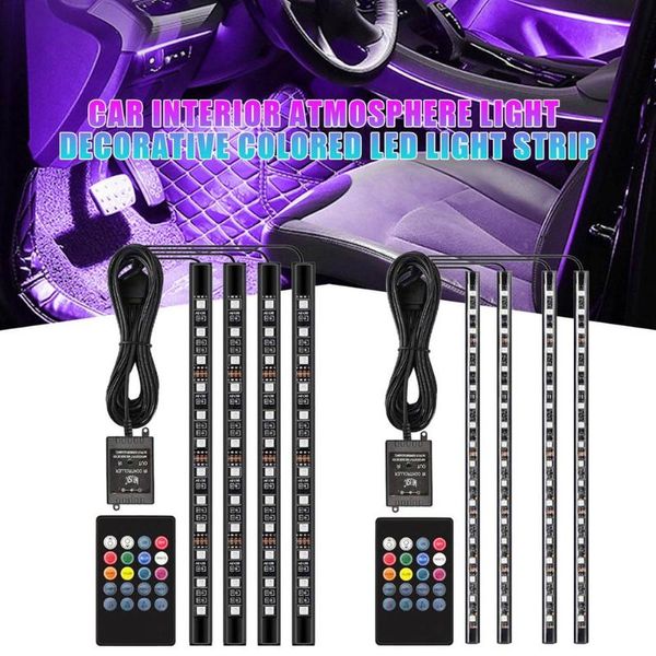 

interior&external lights car interior atmosphere light decorative colored led strip usb cigarette lighter backlight music control app foot l