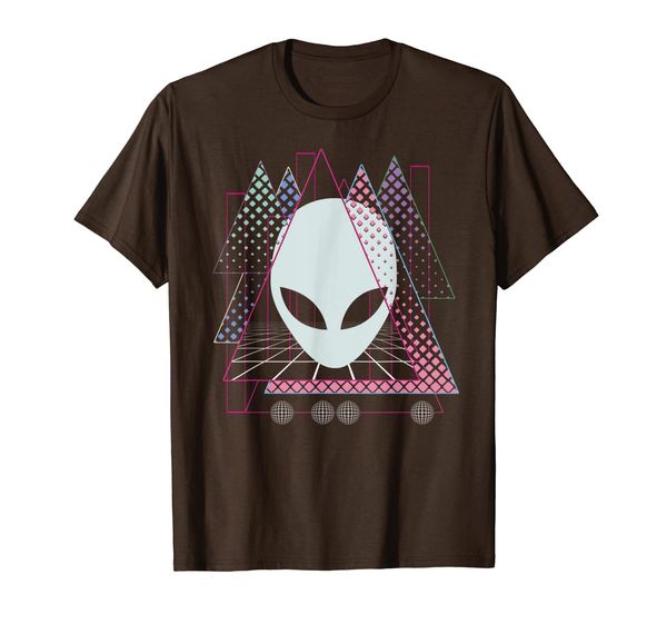 

vaporwave alien aesthetic design geometric grid sci-fi space t-shirt, White;black
