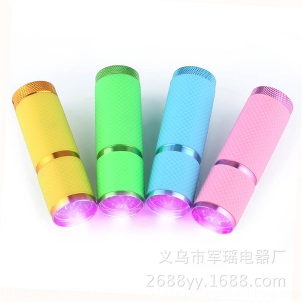 

jd5 junyao portable purple banknote examination 9led ight examination fluorescent agent four color luminous silicone rubber flashlights tor
