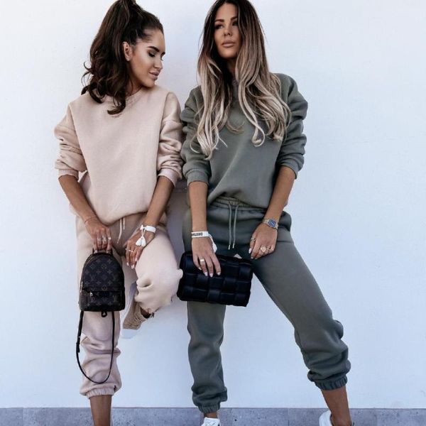 

women's two piece pants sportwear tracksuit women sweatshirt autumn winter 2 sets womens outfits pant suits female 2022 pullover sweatp, White