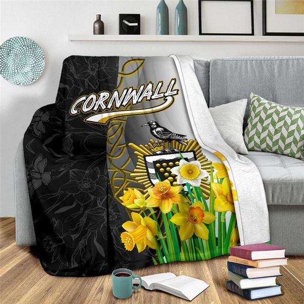 

blankets cornwall daffodil with seal flannel blanket 3d print throw for home decor bedspread sofa bedding quilts
