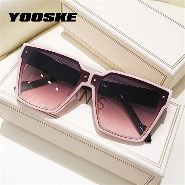 

sunglasses yooske 2021 classic vintage square women men oversized sunglass ladies gradient pink luxury sun glasses goggle uv400, White;black