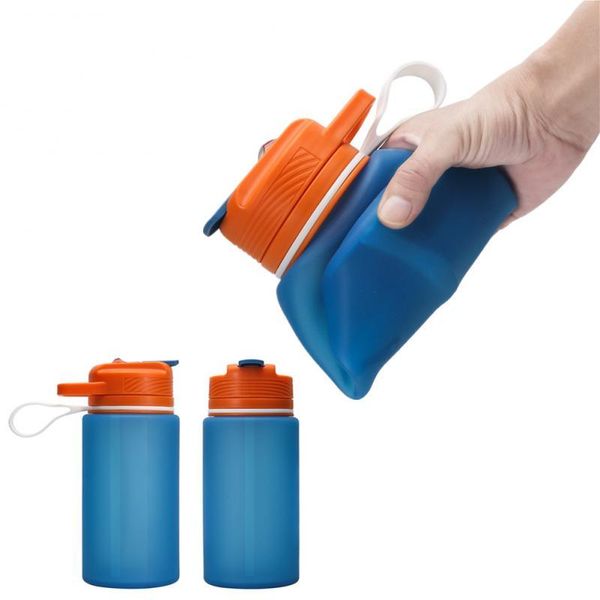 

water bottles & cages 1000ml portable foldable silicone bicycle bottle cycling traveling fitness space saving cold kettle with handle
