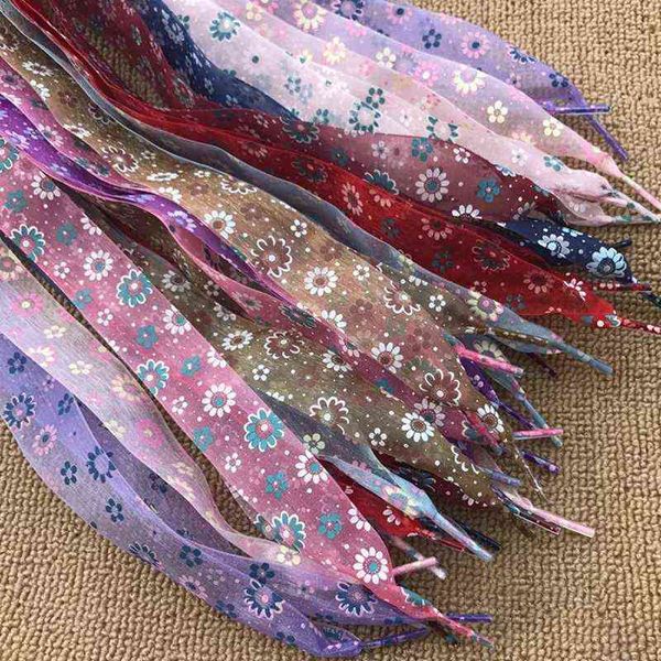 

11 color printing snow yarn lace 2.5cm width 80cm/100cm/120cm length ultra-thin transparent lace sneaker sport shoes lace h1106, White;pink