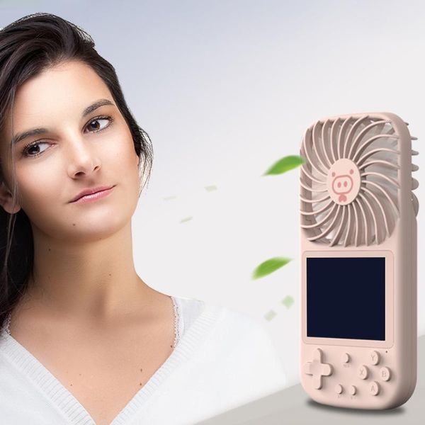 

fan with 500 games console mini handheld personal portable office outdoor travel 3 gears adjustable gaming summer cooler usb game players