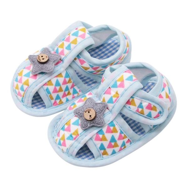 

first walkers toddler baby shoes star stitching cotton sandals tricolor triangle print 2021 ins