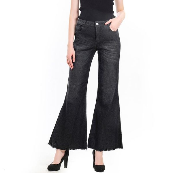 

women's pants & capris casual jeans women wide leg ladies solid color female middle waist pantladies fashion thin stretch plus size, Black;white