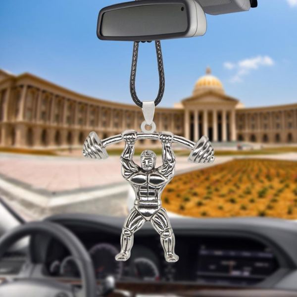 

interior decorations rearview mirror car pendant men's barbell decoration hanging charm ornaments automobiles cars accessories