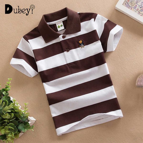 Weiß gestreifte Poloshirts Jungen Mädchen Baumwolle Sommer Casual Kinder Tops Teen Marke T-Shirt Atmungsaktive Weiche 210529