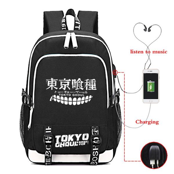 

backpack tokyo ghoul usb charging printing luminous student bag night lighting teenagers book