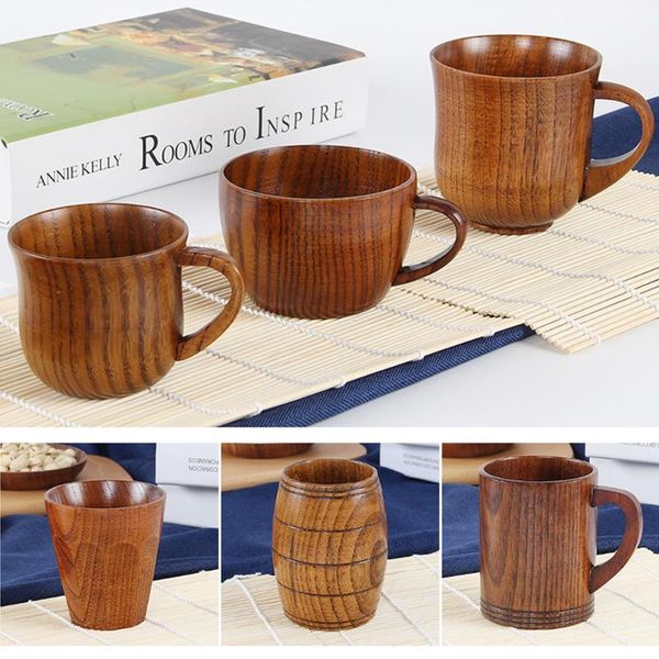 

cups & saucers creative natural wood mug coffee wine glass kettle insulation tea cup for family room bar beer milk drinkware