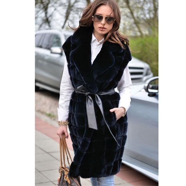 

women's fur & faux navy blue genuine rex coat turn-down collar natural whole skin real coats overcoats women luxury, Black