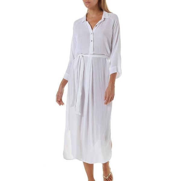 

chiffon shirt stand-up collar seaside vacation sun protection robe beach biki swimsuit cover up female white long dress vestidos women', White;black