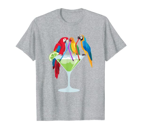 

parrots drinking margarita tropical vacation hawaiian birds t-shirt, White;black