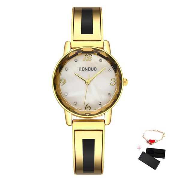

wristwatches ponduo women quartz watch luxury ladies dress diamond stainless steel gold women's wristwatch waterproof watches, Slivery;brown