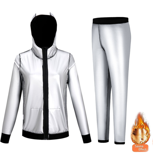 

fitness gym suit set women running jacket tracksuit sport sweatshirt workout clothing weight loss slim sweating shapewear women's shape, Black;white