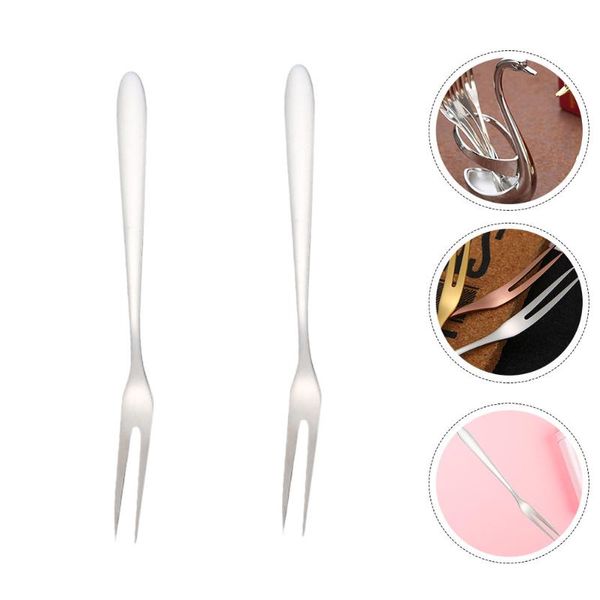 

forks 2pcs stainless steel fruit picks dessert cake party supplies for el