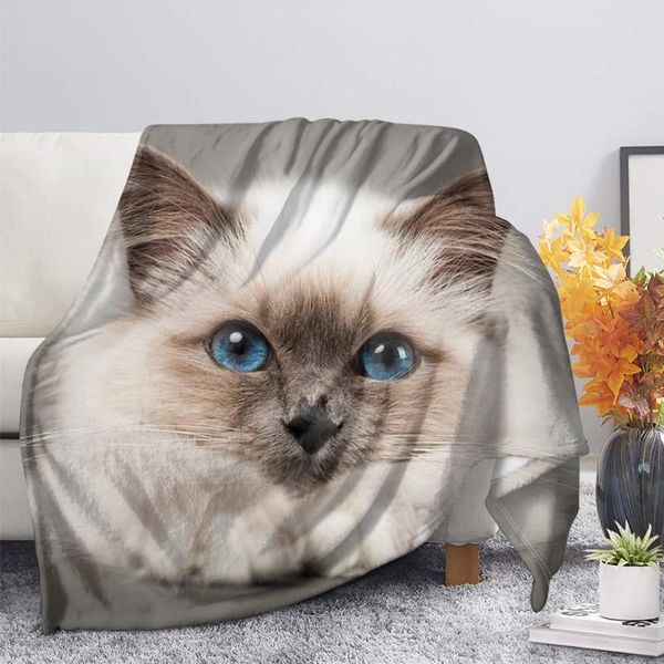 

blankets hugsidea summer pet blanket flannel travel couch portable cute cat print women children sofa bed cover super warm