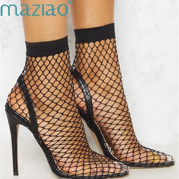 

dress shoes women mesh pointed toe hollow out rubber fine heel woman high classic pumps maziao, Black