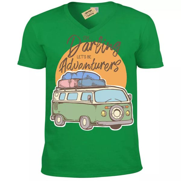 

be adventurers camper autobÃºs camiseta hombre cuello en v, White;black