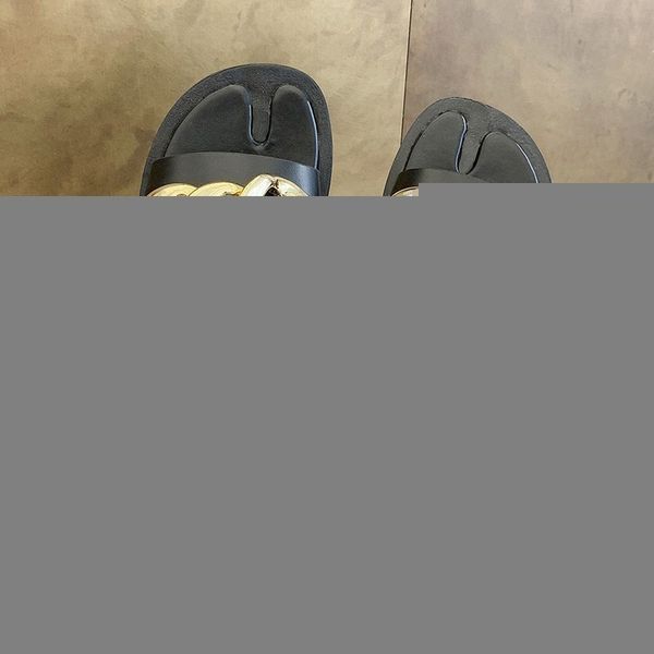 

official website 70% off outlet spring/summer women new large size thick bottom metal decoration small fresh slippers ms outdoor wild non-sl, Black
