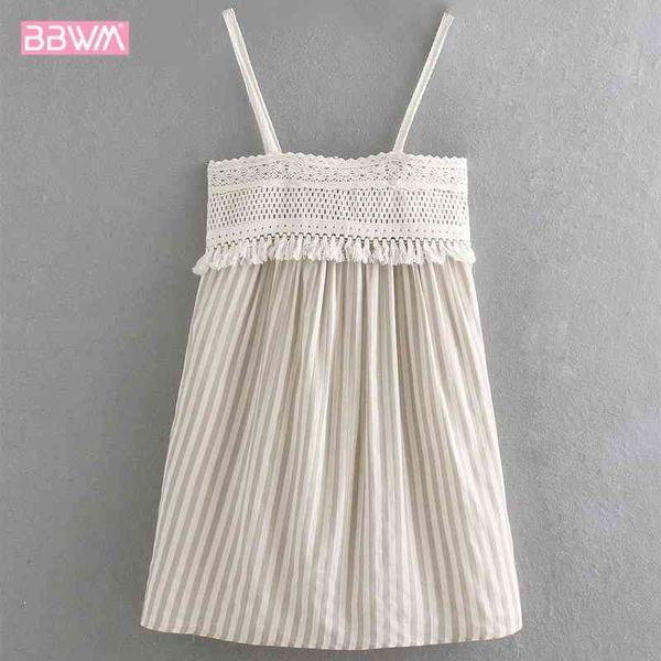 

summer seaside holiday stitching striped tassel sling wild tube sleeveless female dress simple women's 210507, Black;gray